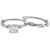 Luxury round brilliant moissanite bridal set with a helix wrapped pavé setting ApolloGem.