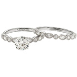 Luxury round brilliant moissanite bridal set with vintage milgrain accents Duo Collection ApolloGem.