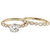 Luxury round brilliant moissanite bridal set with vintage milgrain accents Duo Collection ApolloGem.