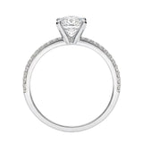 Side profile of the Round Infinity Pavé ring showing both intertwining pavé-set gold bands