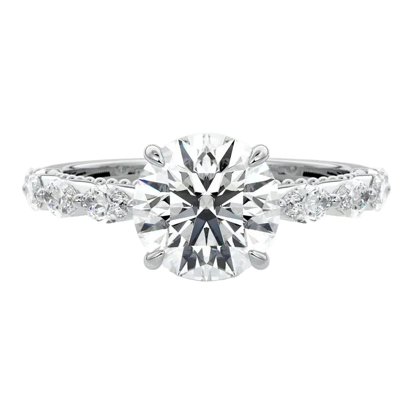 Modern cluster-style engagement ring ApolloGem unique sparkle and polished white gold band handcrafted in Cape Town.