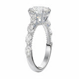 GRI certified round brilliant stellar cluster ring in a signature ApolloGem premium engagementr ring for a luxury proposal.