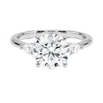 Classic round and pear three-stone engagement ring ApolloGem custom made Engagement rings