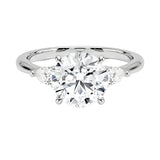 Classic round and pear three-stone engagement ring ApolloGem custom made Engagement rings
