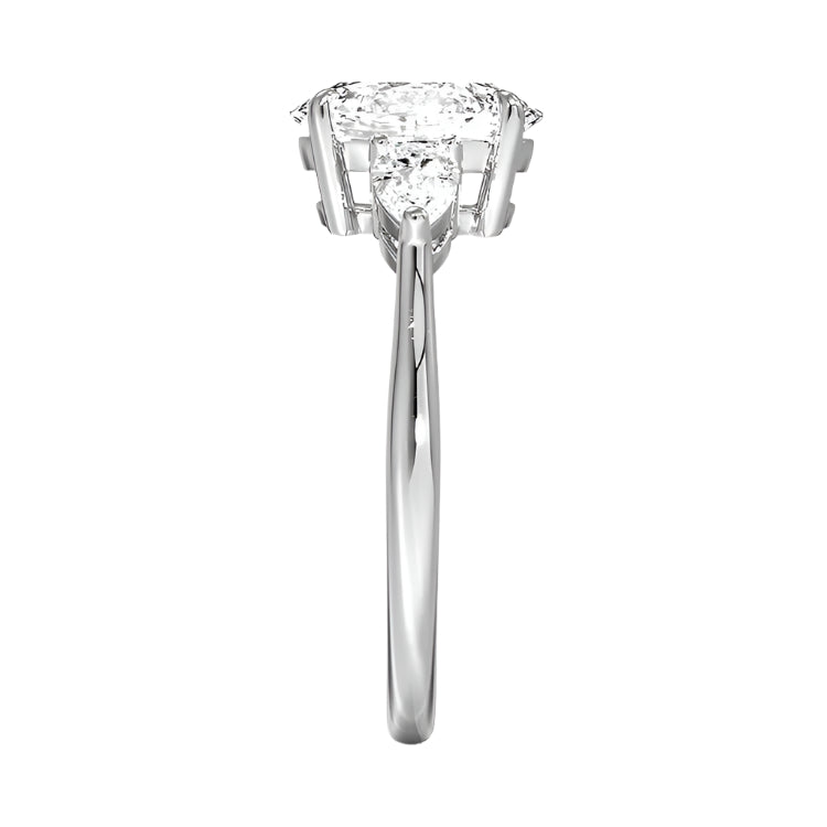GRI certified round and pear moissanite ring in a signature ApolloGem premium LED-lit box for a luxury proposal.