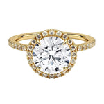 Round brilliant cut halo engagement ring pave band yellow gold South Africa
