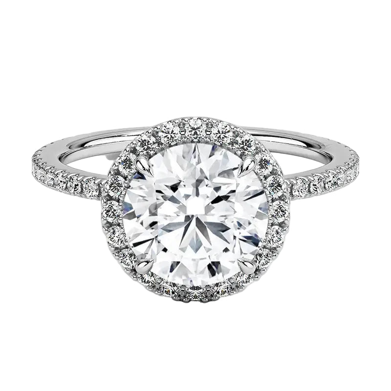 Timeless halo engagement ring round shape 18k gold affordable luxury online store