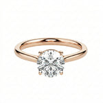 Classic round brilliant moissanite solitaire engagement ring in rose gold ApolloGem.