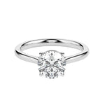 Classic round brilliant moissanite solitaire engagement ring in white gold ApolloGem.