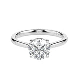 Classic round brilliant moissanite solitaire engagement ring in white gold ApolloGem.