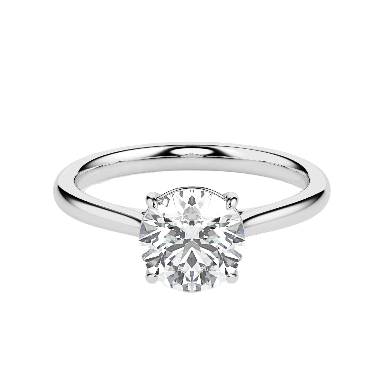 Classic round brilliant moissanite solitaire engagement ring in white gold ApolloGem.
