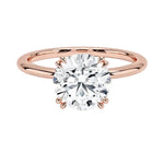 Round brilliant moissanite solitaire engagement ring with double cat-claw setting ApolloGem.