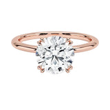 Round brilliant moissanite solitaire engagement ring with double cat-claw setting ApolloGem.