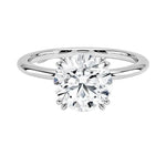Round brilliant moissanite solitaire engagement ring with double cat-claw setting ApolloGem.