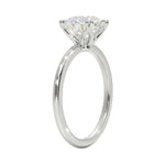Detailed side view of the 8-prong double-claw solitaire showing the high-lift crown architecture.