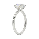 Detailed side view of the 8-prong double-claw solitaire showing the high-lift crown architecture.
