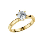 Classic round brilliant moissanite solitaire engagement ring with a 6-prong crown setting ApolloGem.