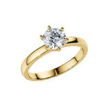 Classic round brilliant moissanite solitaire engagement ring with a 6-prong crown setting ApolloGem.