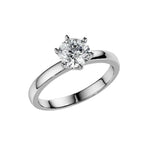 Classic round brilliant moissanite solitaire engagement ring with a 6-prong crown setting ApolloGem.