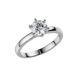 Classic round brilliant moissanite solitaire engagement ring with a 6-prong crown setting ApolloGem.