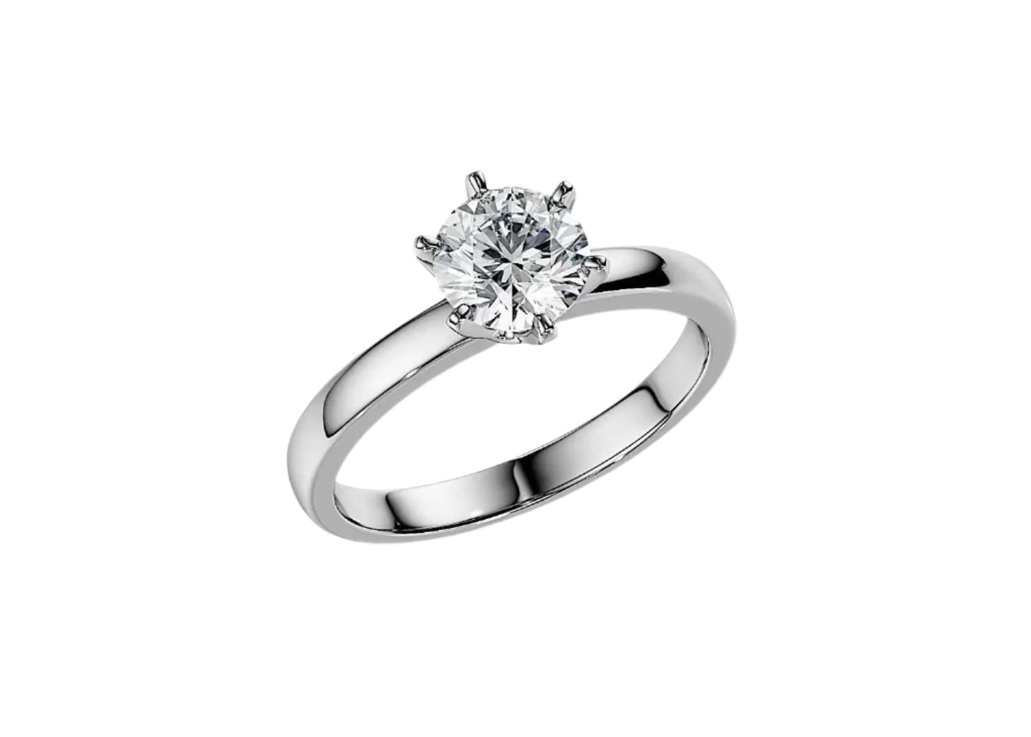 Classic round brilliant moissanite solitaire engagement ring with a 6-prong crown setting ApolloGem.