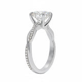Side profile of the Round Solo Vine ring showing the contrast between the smooth gold and pavé-set strands in white gold.