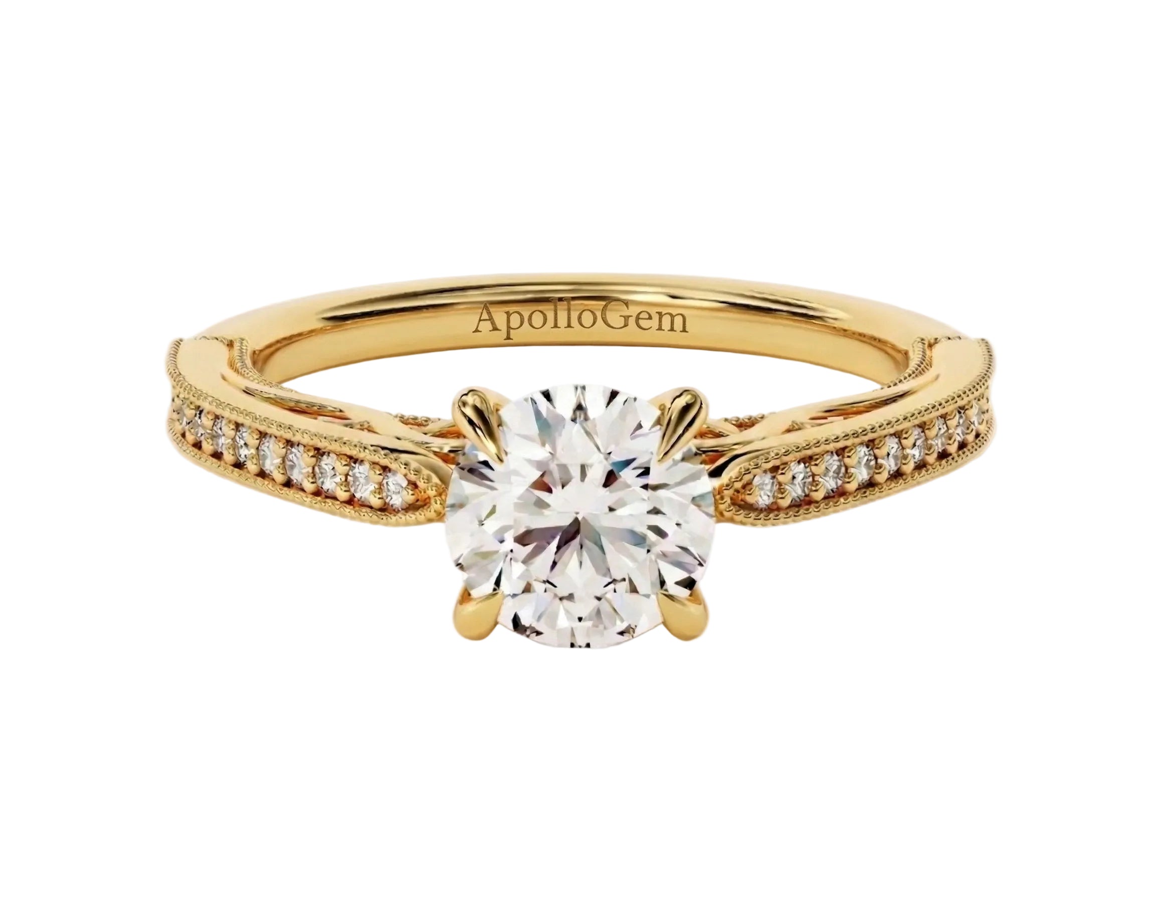 Side profile of the Stacking Cathedral ring showing the robust gold walls and seamless integration.