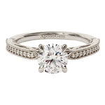 Side profile of the Stacking Cathedral ring showing the robust gold walls and seamless integration.
