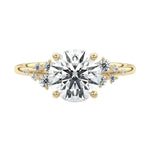 Luxury round brilliant moissanite engagement ring in yellow gold featuring a pavé-set band and GRI certified stones ApolloGem South Africa.