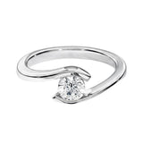 Close-up of a D-color VVS1 round moissanite showcasing its brilliant facets and floating aesthetic.