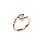 Detailed side view showing the floating bypass architecture and suspended moissanite effect.
