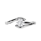 Round brilliant moissanite engagement ring with a modern white  gold tension setting ApolloGem.