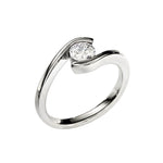 Detailed side view showing the floating bypass architecture and suspended moissanite effect.