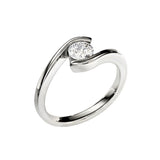 Detailed side view showing the floating bypass architecture and suspended moissanite effect.