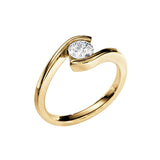 Detailed side view showing the floating bypass architecture and suspended moissanite effect.