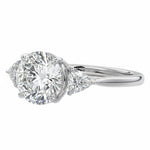 Classic three-stone round moissanite engagement ring ApolloGem the timeless brilliance and gold band