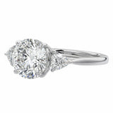 Classic three-stone round moissanite engagement ring ApolloGem the timeless brilliance and gold band