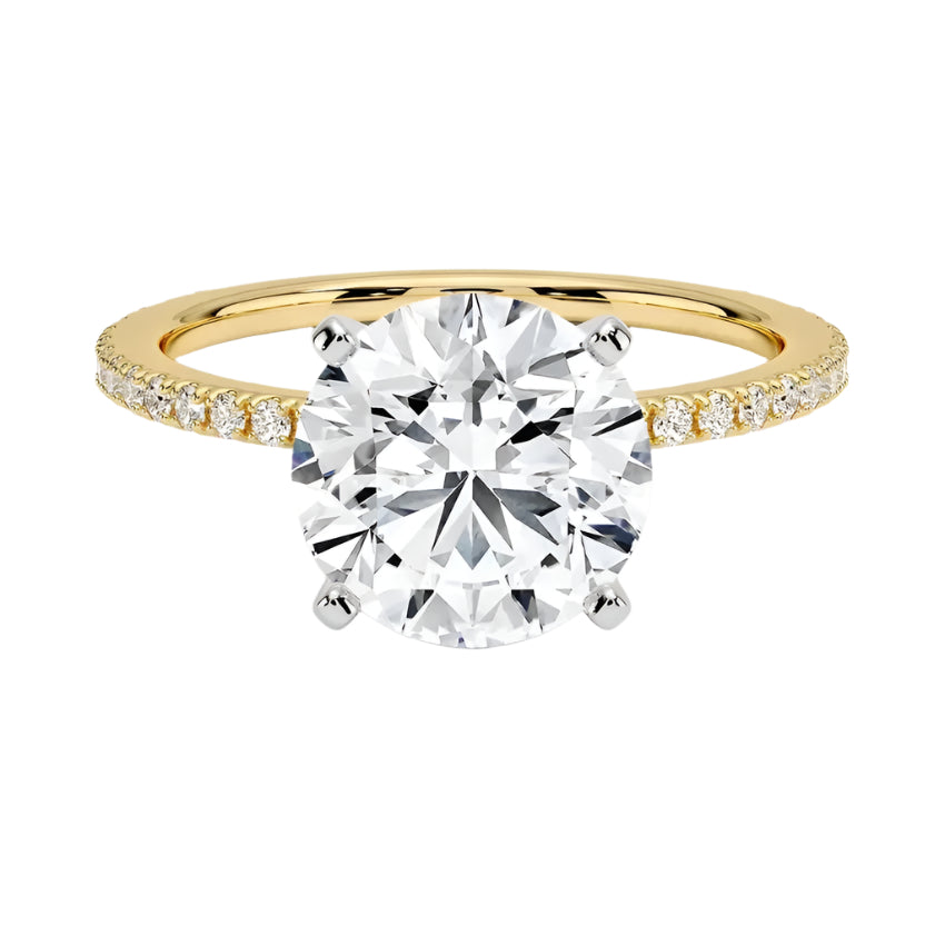  Integrated secure white gold claws on a warm gold sculpted solitaire band ApolloGem