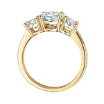 High-resolution jewelry render of the Royal Trinity trilogy ring showcasing professional stone alignment.