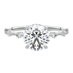 The Sculpted Flat Band round moissanite ring with hidden halo ApolloGem