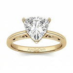integrated secure three-claw trillion cut moissanite solitaire ring in yellow gold