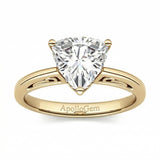 integrated secure three-claw trillion cut moissanite solitaire ring in yellow gold