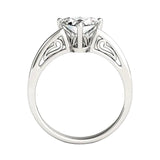 The Trillion Royal Solitaire by ApolloGem. A GRI-certified trillion stone solitaire with a hidden side filigree design in solid white gold