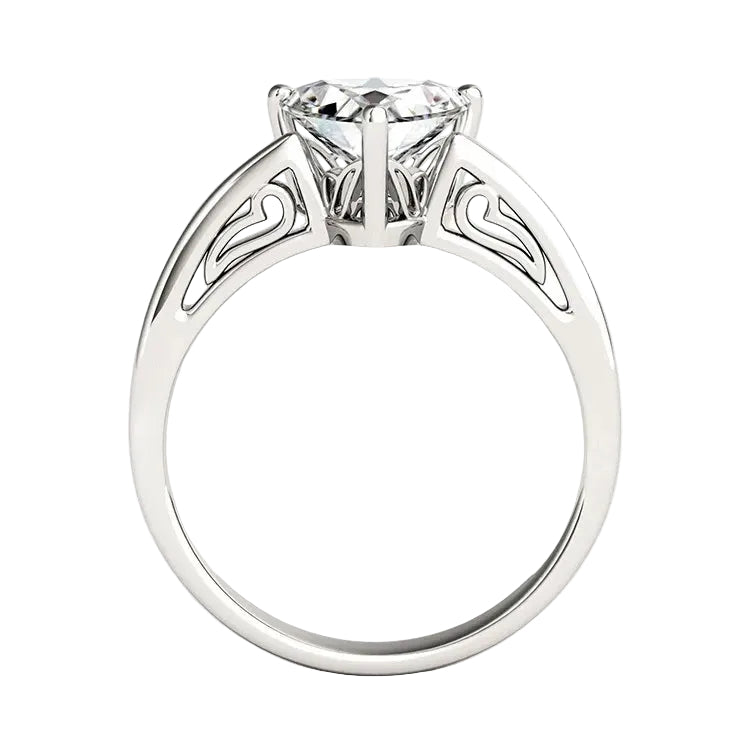 The Trillion Royal Solitaire by ApolloGem. A GRI-certified trillion stone solitaire with a hidden side filigree design in solid white gold
