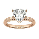 integrated secure three-claw trillion cut moissanite solitaire ring in rose gold