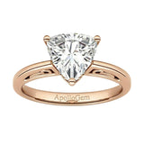 integrated secure three-claw trillion cut moissanite solitaire ring in rose gold