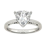 integrated secure three-claw trillion cut moissanite solitaire ring in white gold