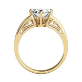 The Trillion Royal Solitaire by ApolloGem. A GRI-certified trillion stone solitaire with a hidden side filigree design in solid yellow gold