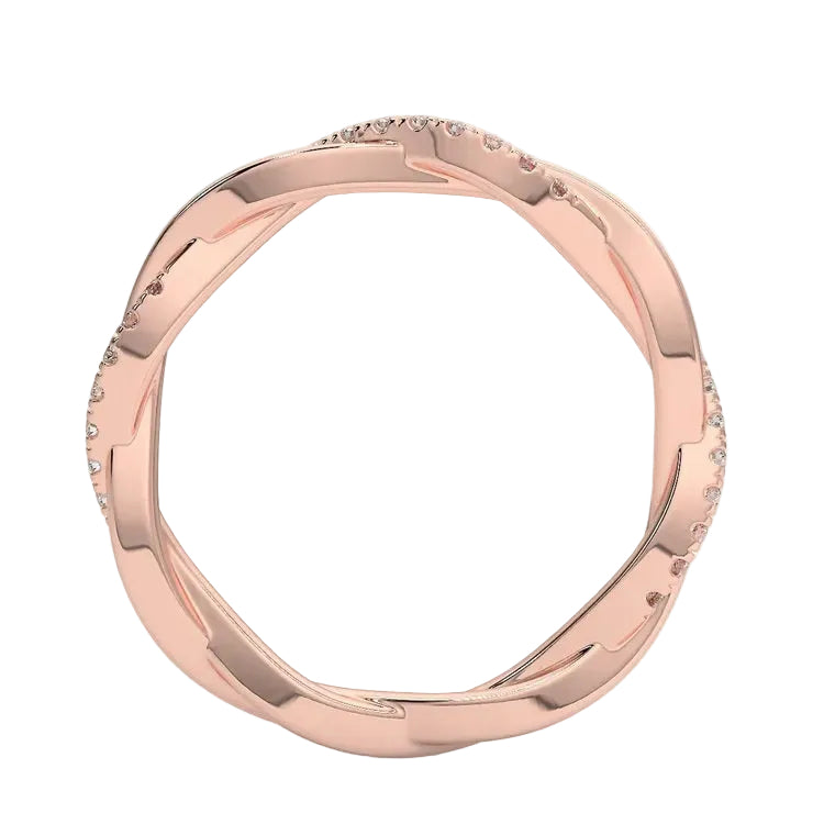 Side profile of the 1.5mm Twisted Full Eternity ring showing the infinity braid.