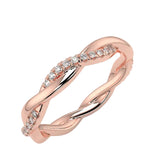 Dainty twisted full eternity band with 1.5mm round brilliant stones in rose gold ApolloGem.
